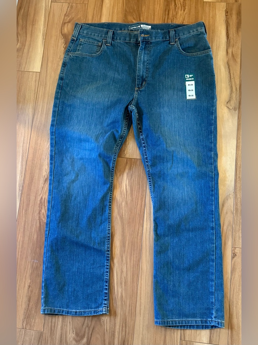 Carhartt NWT Jeans Mens 40x30 Blue Relaxed Fit Rugged Flex Dark Wash Denim